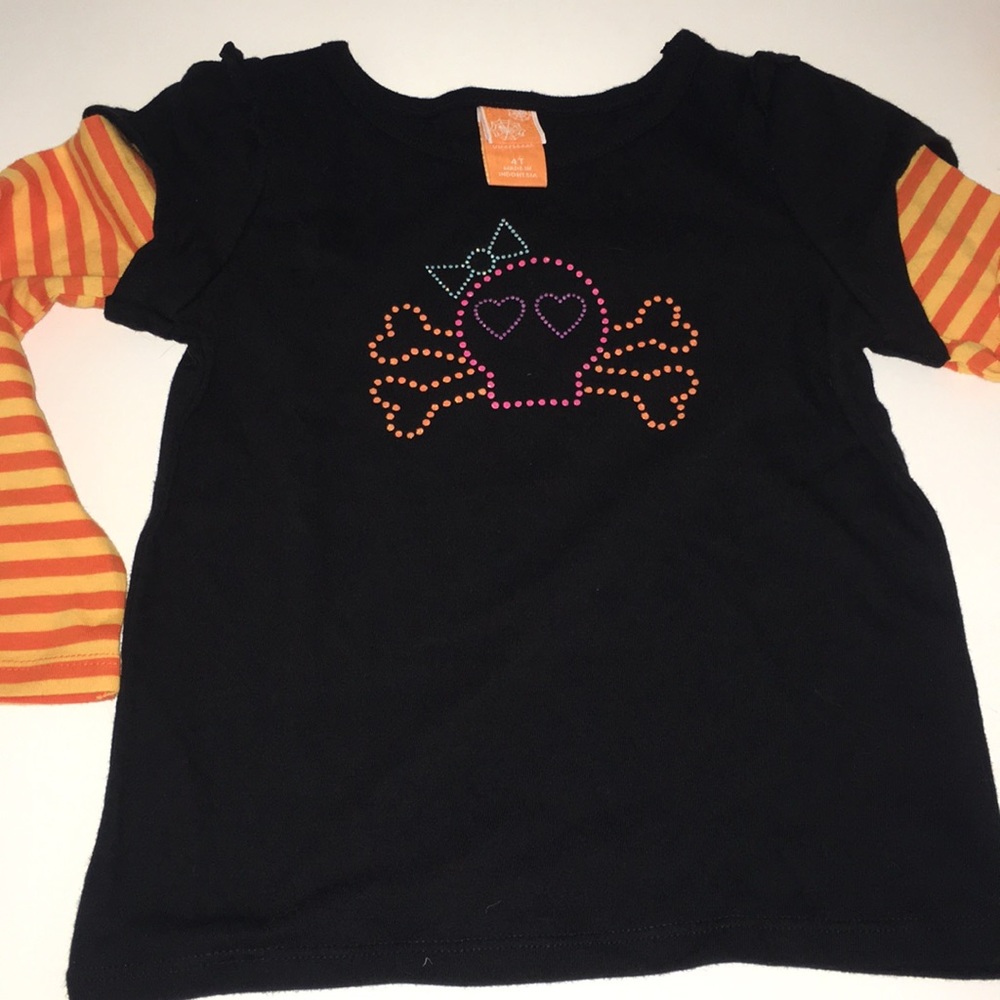 Girl 4T Skull Longsleeve Striped TShirt Halloween